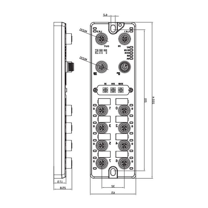 PROFINET protocol, M12 interface, 16DI/DO configurable, PNP, Remote module, 001E11